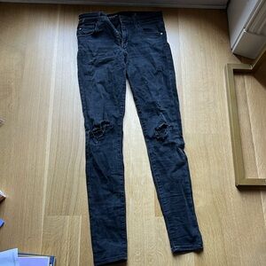 AG High Rise Skinny ripped black jeans
